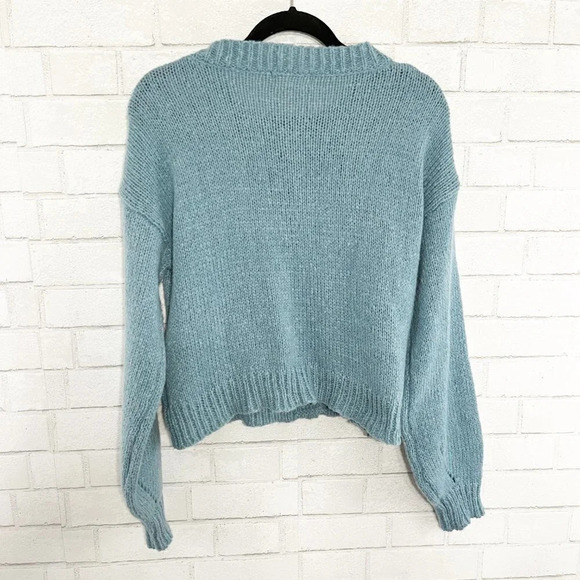 Listicle Blue Button Front Cardigan with Floral Design & Pockets Women's Small - Picture 5 of 10